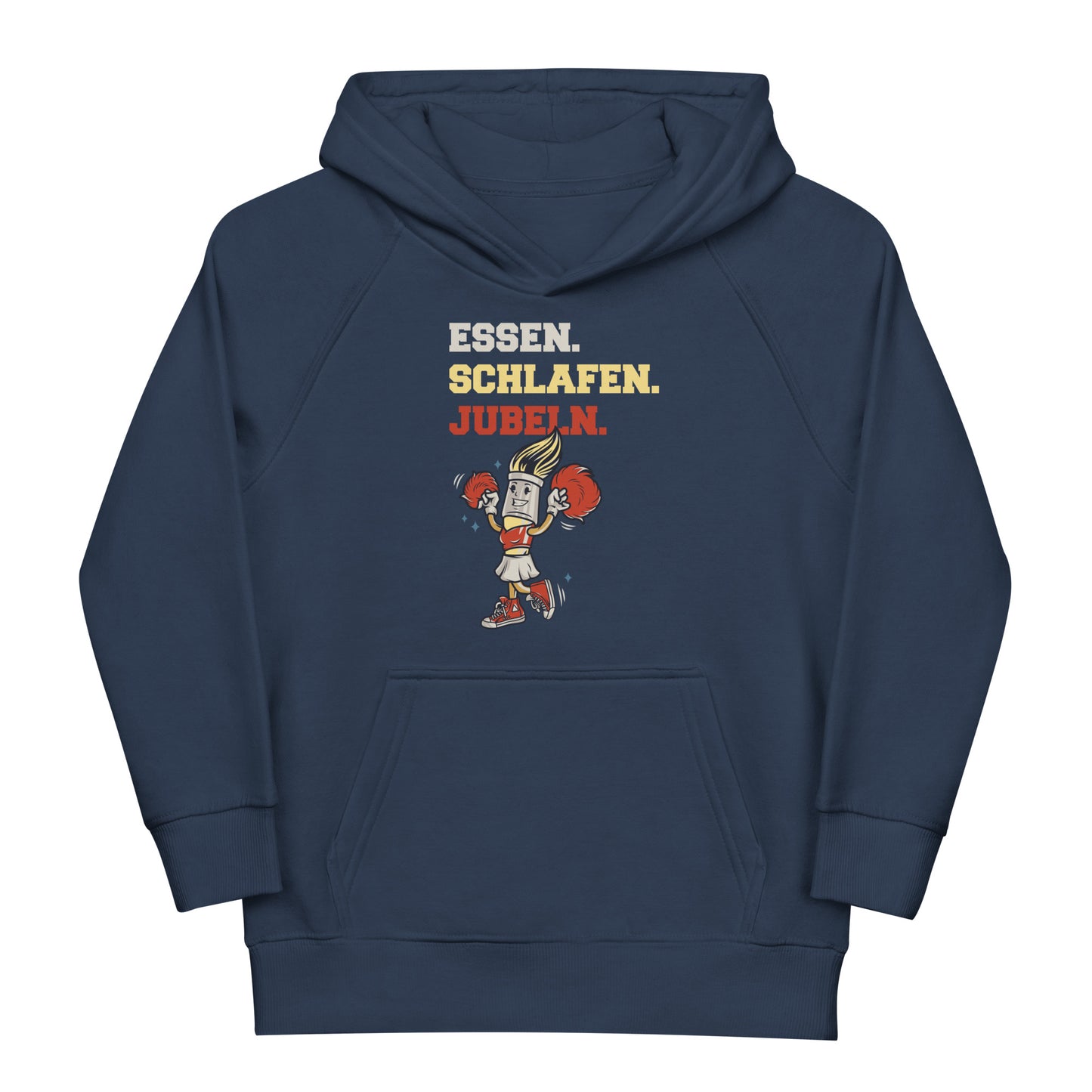 Hochwertiger Kinder Hoodie mit dem Motto 'Essen. Schlafen. Jubeln. Cheerleading - Cheerleading!