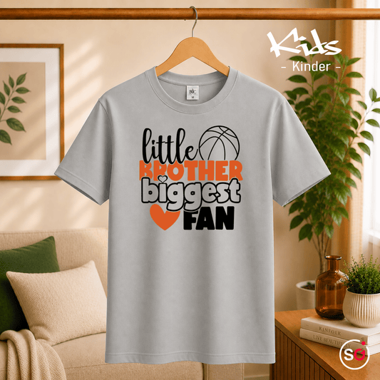Kinder T-Shirt 'Little Brother Biggest Fan' mit Basketball & Herz - StyleOne