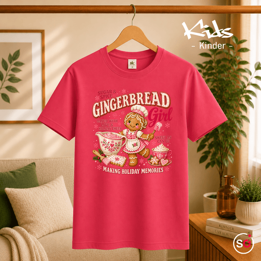 Kinder T-Shirt mit süßem Gingerbread Girl | Lebkuchen Mädchen zum Plätzchen backen - StyleOne