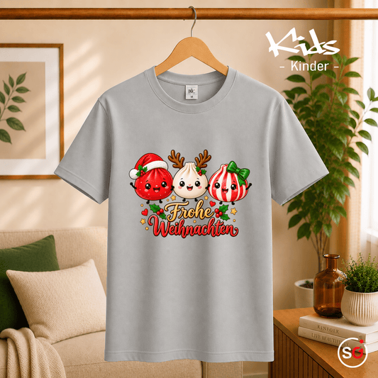 Kinder T-Shirt mit süßen Weihnachts-Dumplings | Frohe Weihnachten Kawaii Design - StyleOne