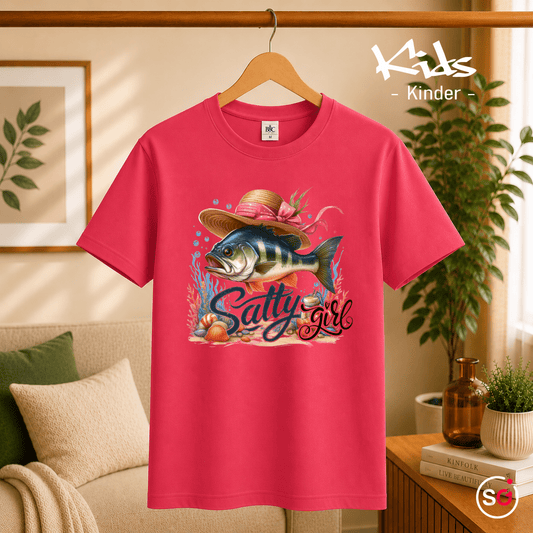 Kinder T-Shirt "Salty Girl" | Süßer Fisch mit rosa Hut im maritimen Sommer-Look - StyleOne
