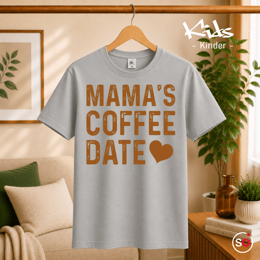 Mama's Coffee Date Kinder T-Shirt | Süßer Statement-Spruch mit Herz für kleine Begleiter - StyleOne