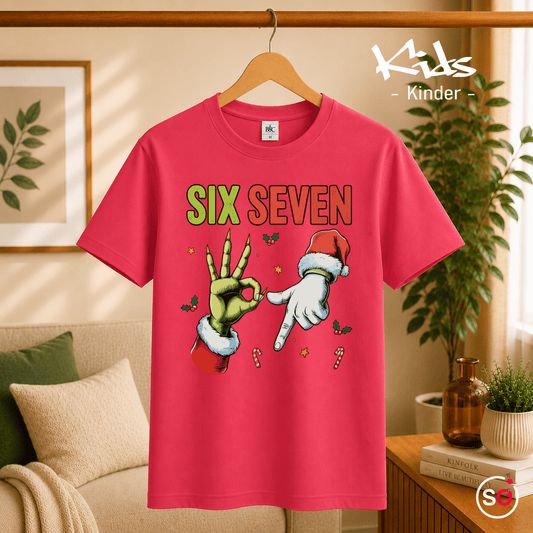 Six Seven Kinder T-Shirt | Lustiges Weihnachts-Motiv mit Grinch- & Santa-Händen - StyleOne