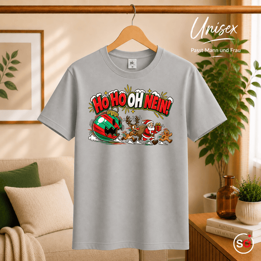 T-Shirt 'Ho Ho Oh Nein!' - Lustiges Weihnachts-Chaos mit Santa & Rentier - StyleOne