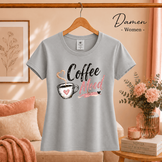 T-Shirt mit "Coffee Mood" Schriftzug und Kaffeetasse im Aquarell-Stil - StyleOne