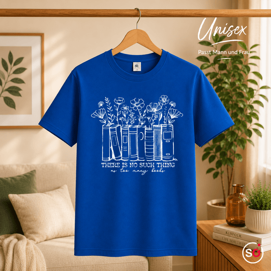 T-Shirt mit floralem Bücher-Design und Spruch 'There is no such thing as too many books' - StyleOne