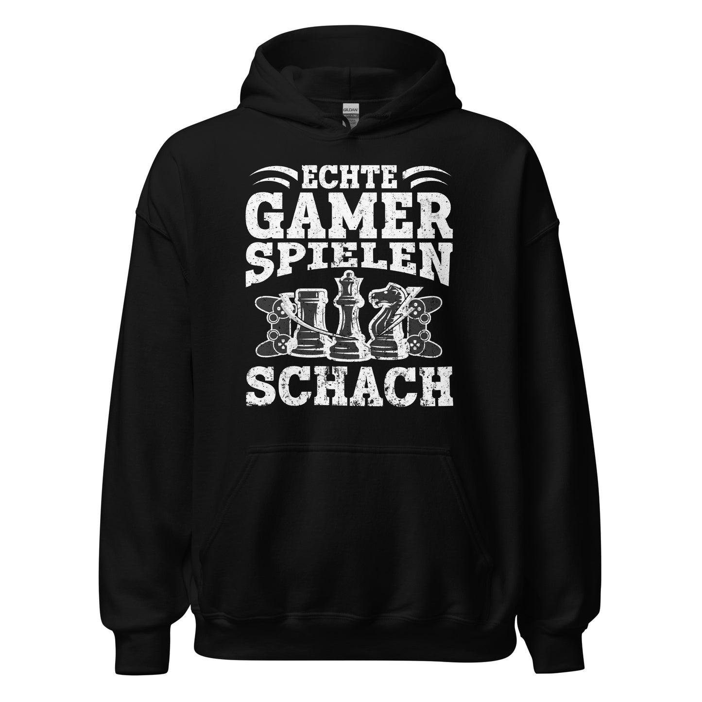 Hochwertiger Kapuzenpullover für echte Gamer: "Echte Gamer spielen Schach"