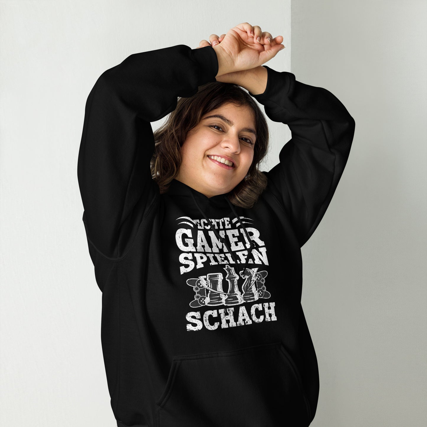Hochwertiger Kapuzenpullover für echte Gamer: "Echte Gamer spielen Schach"