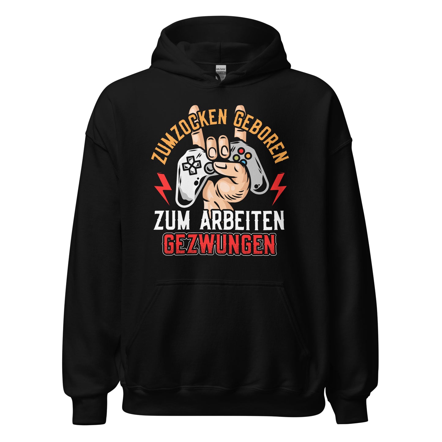 Hochwertiger Kapuzenpullover für Gaming-Fans | Spruch: "Geboren zum Zocken, gezwungen zum Arbeiten"