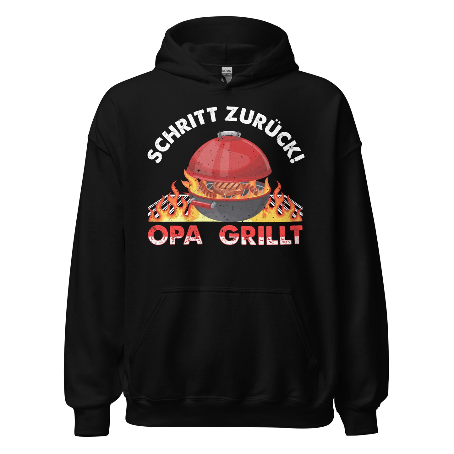 Cooler Opa Grill-Kapuzenpullover | Spruch: "Schritt zurück! OPA grillt"