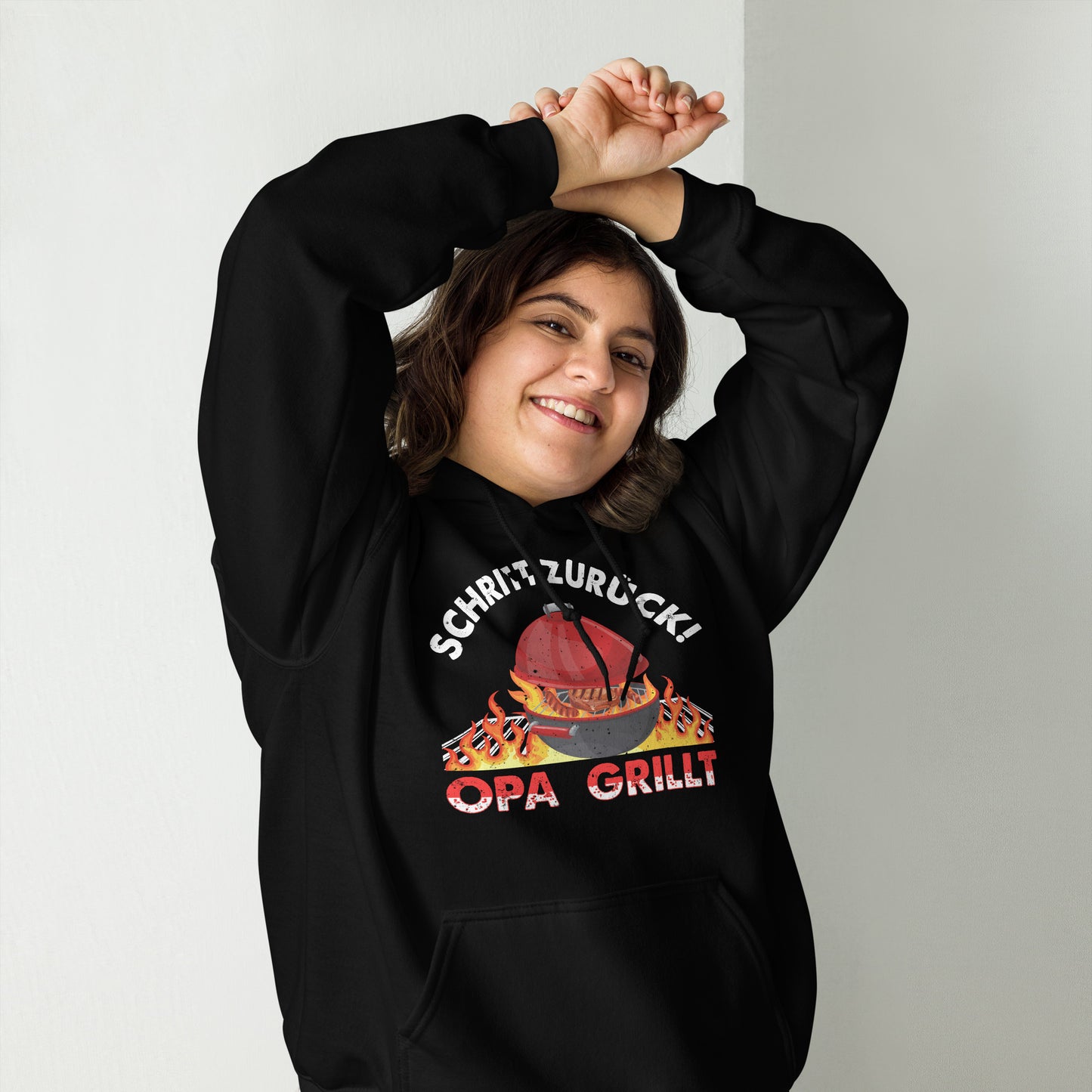Cooler Opa Grill-Kapuzenpullover | Spruch: "Schritt zurück! OPA grillt"