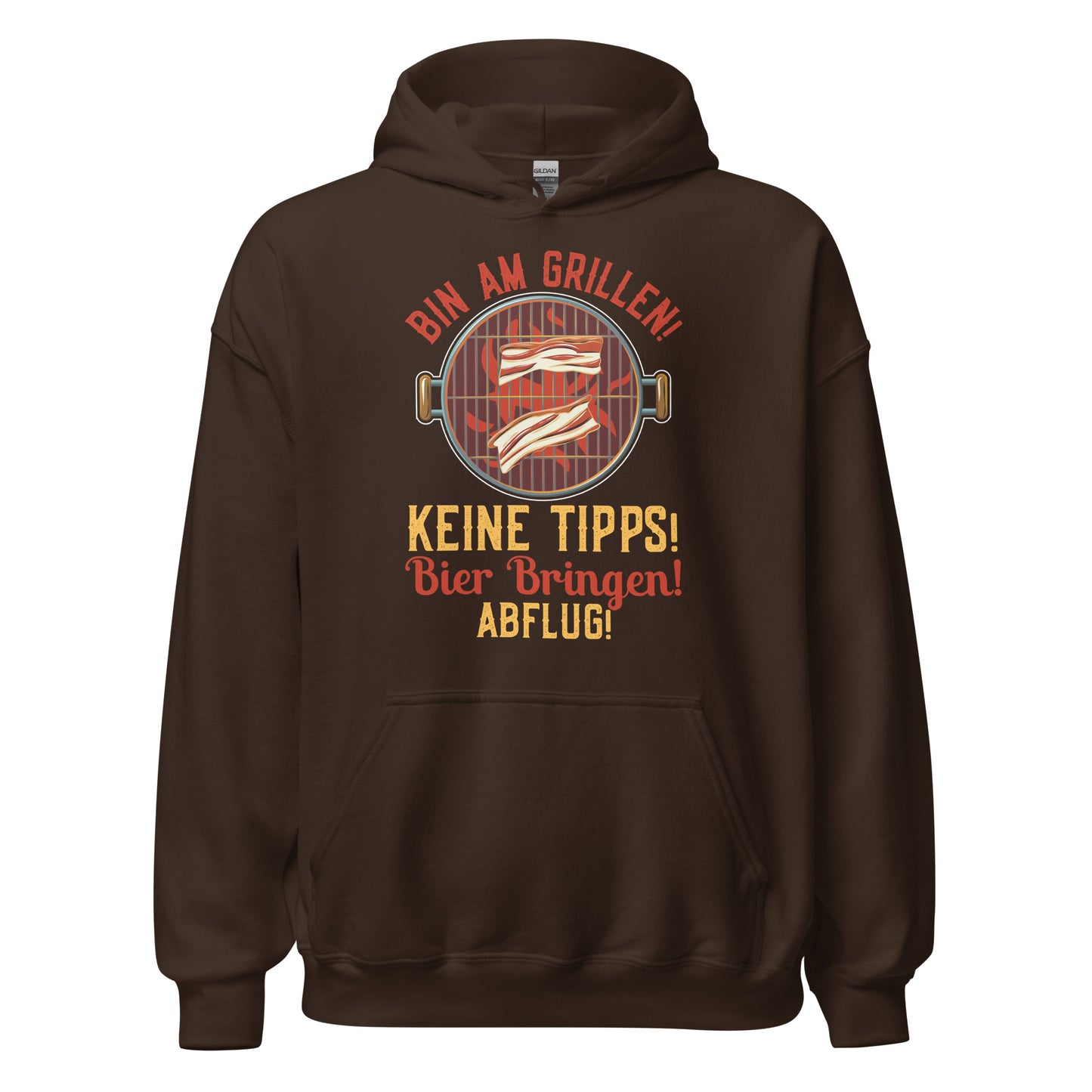 Cooler Grill-Kapuzenpullover | Spruch: "Bin am GRILLEN, keine Tipps, Bier her, Abflug!"