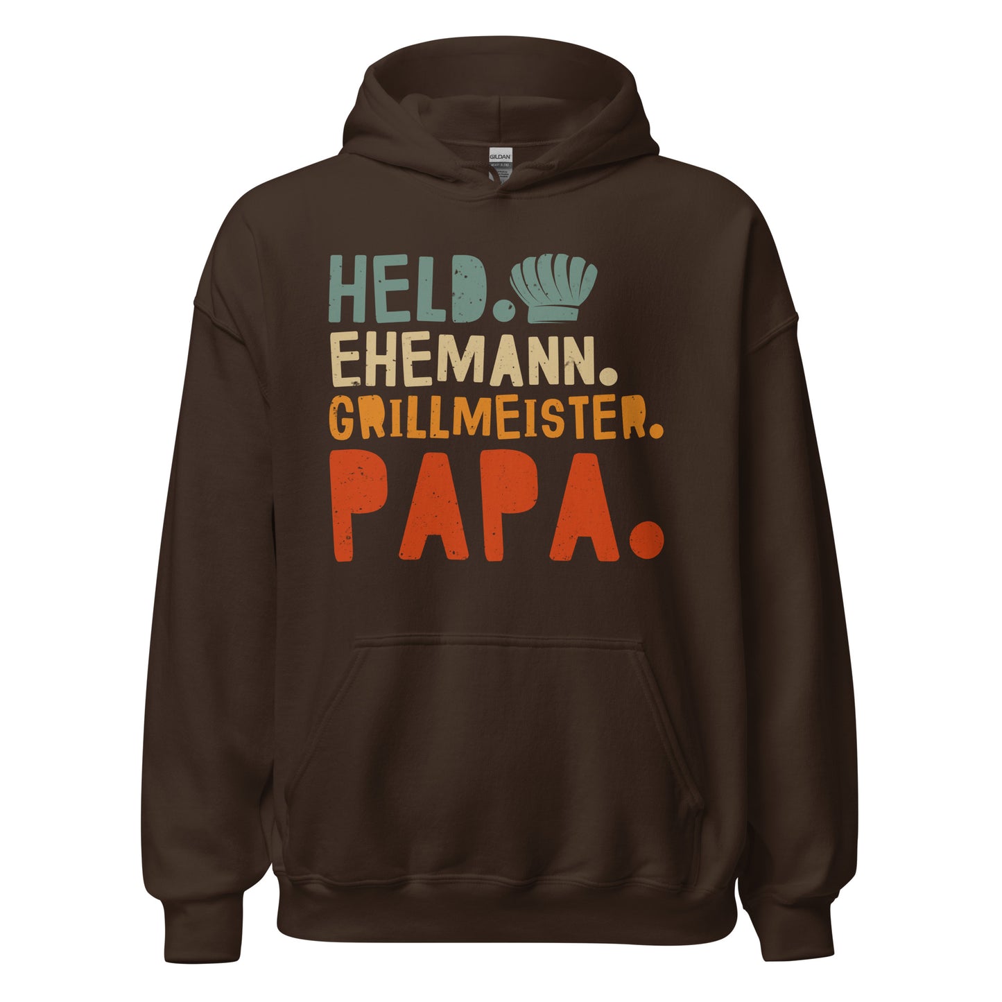 Vielseitiger Held-Kapuzenpullover | Spruch: "Held! Ehemann! Grillmeister! Papa!"