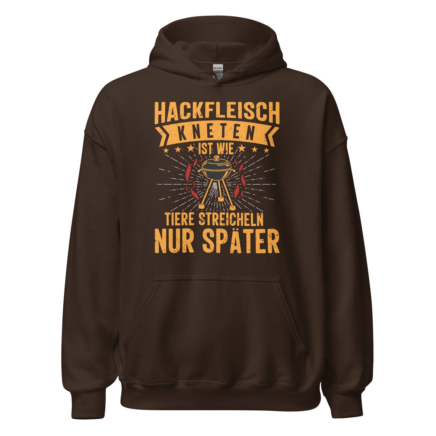 Witziger Hackfleisch-Kapuzenpullover | Spruch: "Hackfleisch kneten, wie Tiere streicheln"