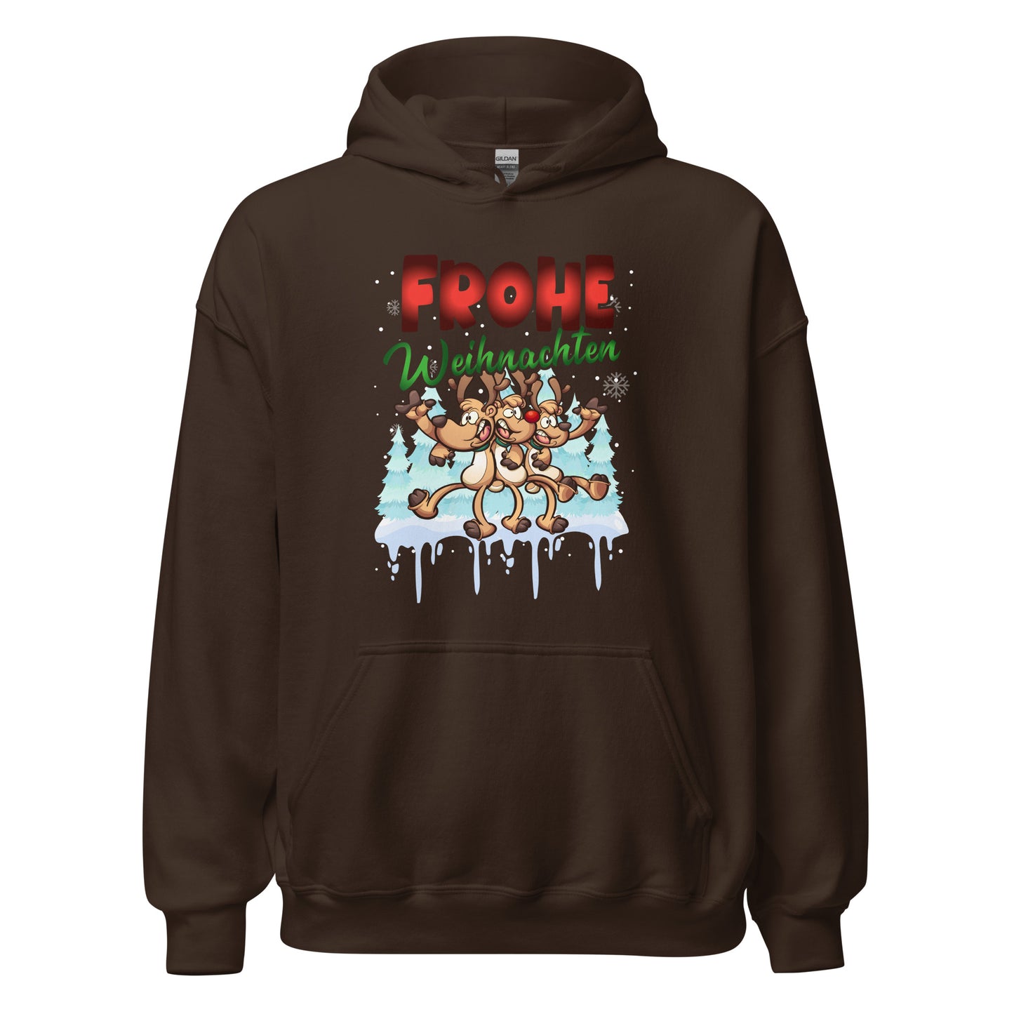 Frohe Weihnachten Hoodie - Tanzende Elche, Rentiere Kapuzenpullover