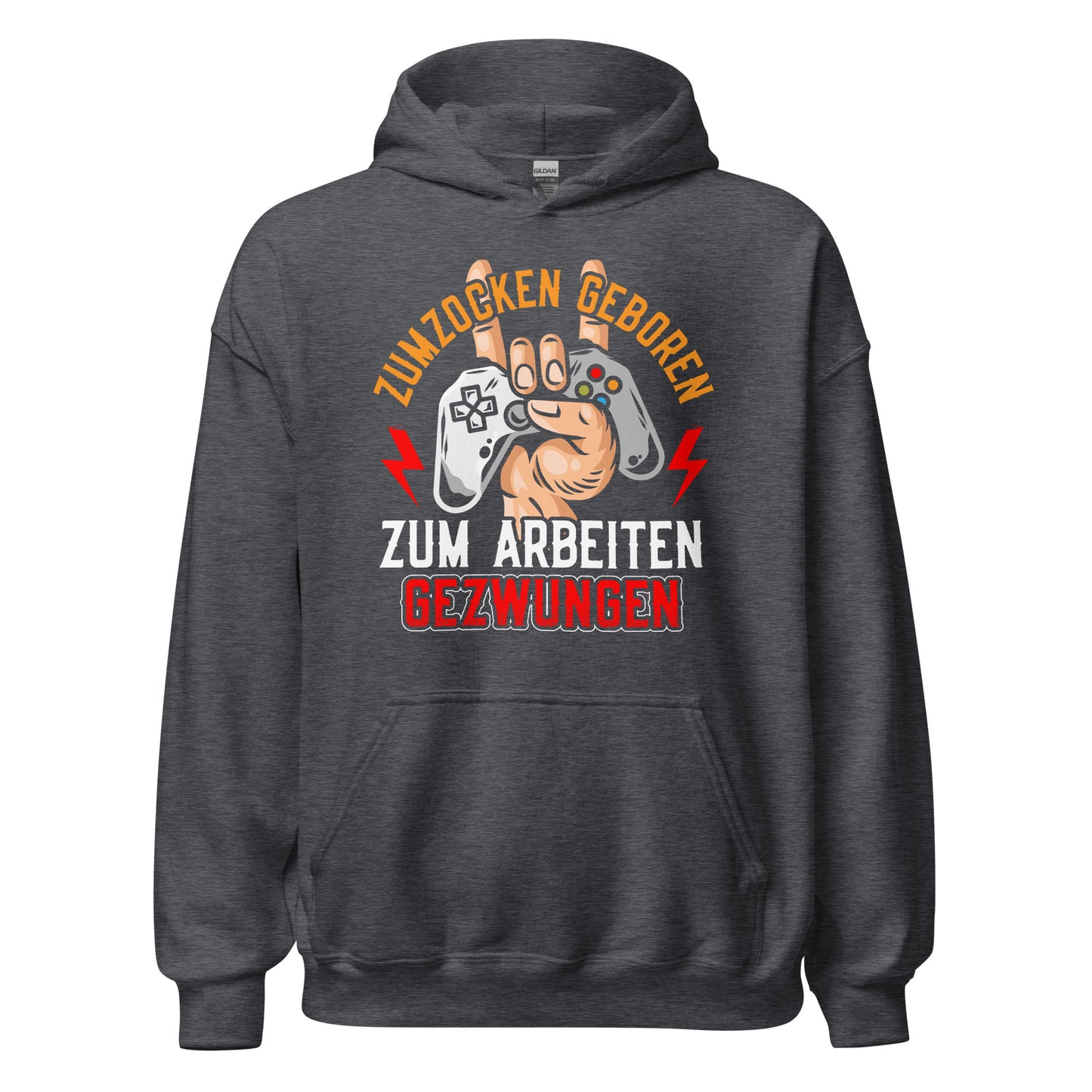 Hochwertiger Kapuzenpullover für Gaming-Fans | Spruch: "Geboren zum Zocken, gezwungen zum Arbeiten"