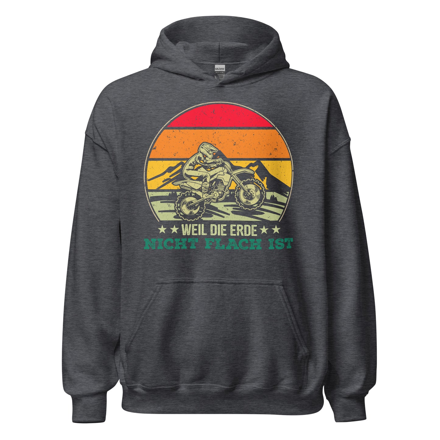 Cooles Motocross-Kapuzenpullover | Spruch: "Die Erde ist nicht flach!"