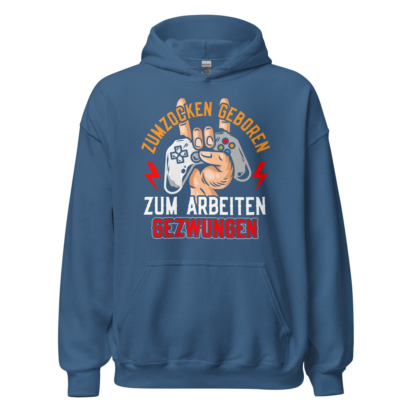 Hochwertiger Kapuzenpullover für Gaming-Fans | Spruch: "Geboren zum Zocken, gezwungen zum Arbeiten"