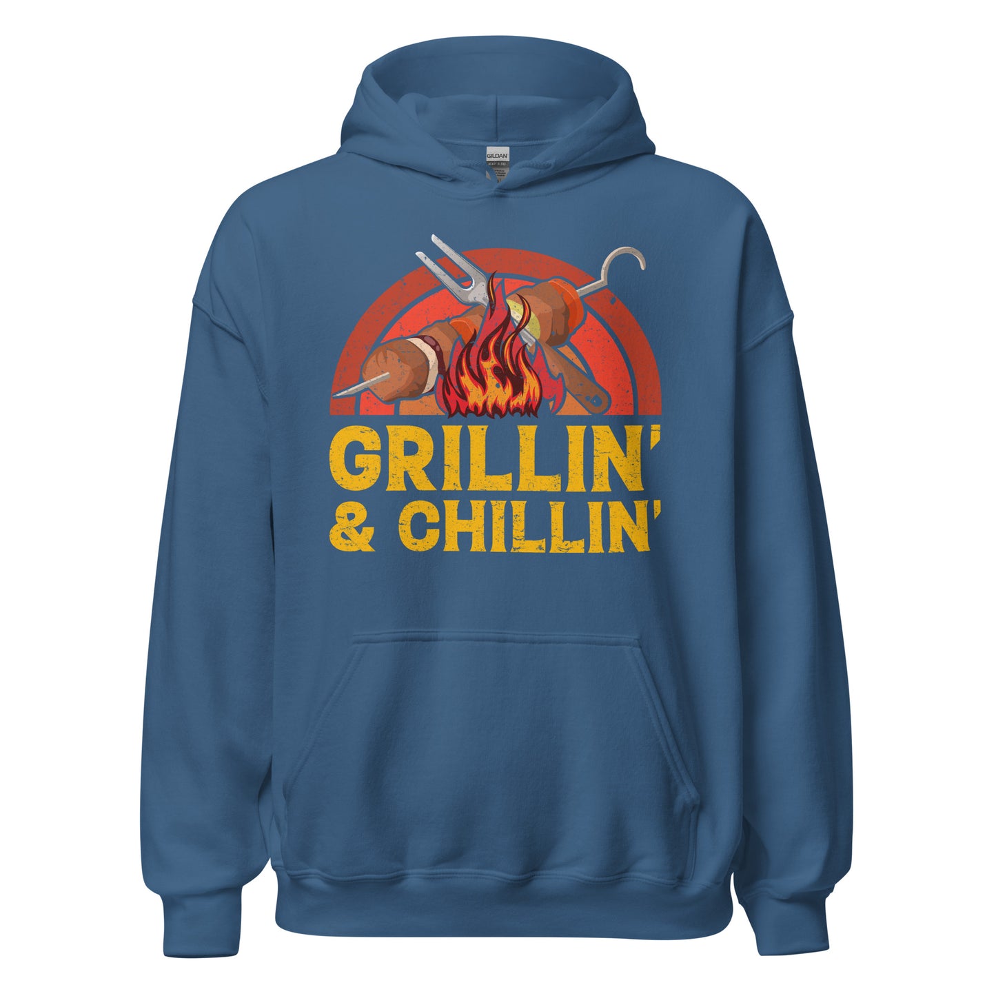 Entspannter Grill-Kapuzenpullover | Spruch: "Grillin und Chillin. Entspannt grillen."