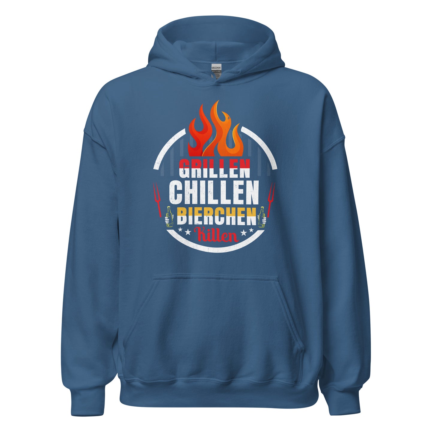 Cooler Grill-Kapuzenpullover | Spruch: "GRILLEN! CHILLEN! Bierchen Killen!"