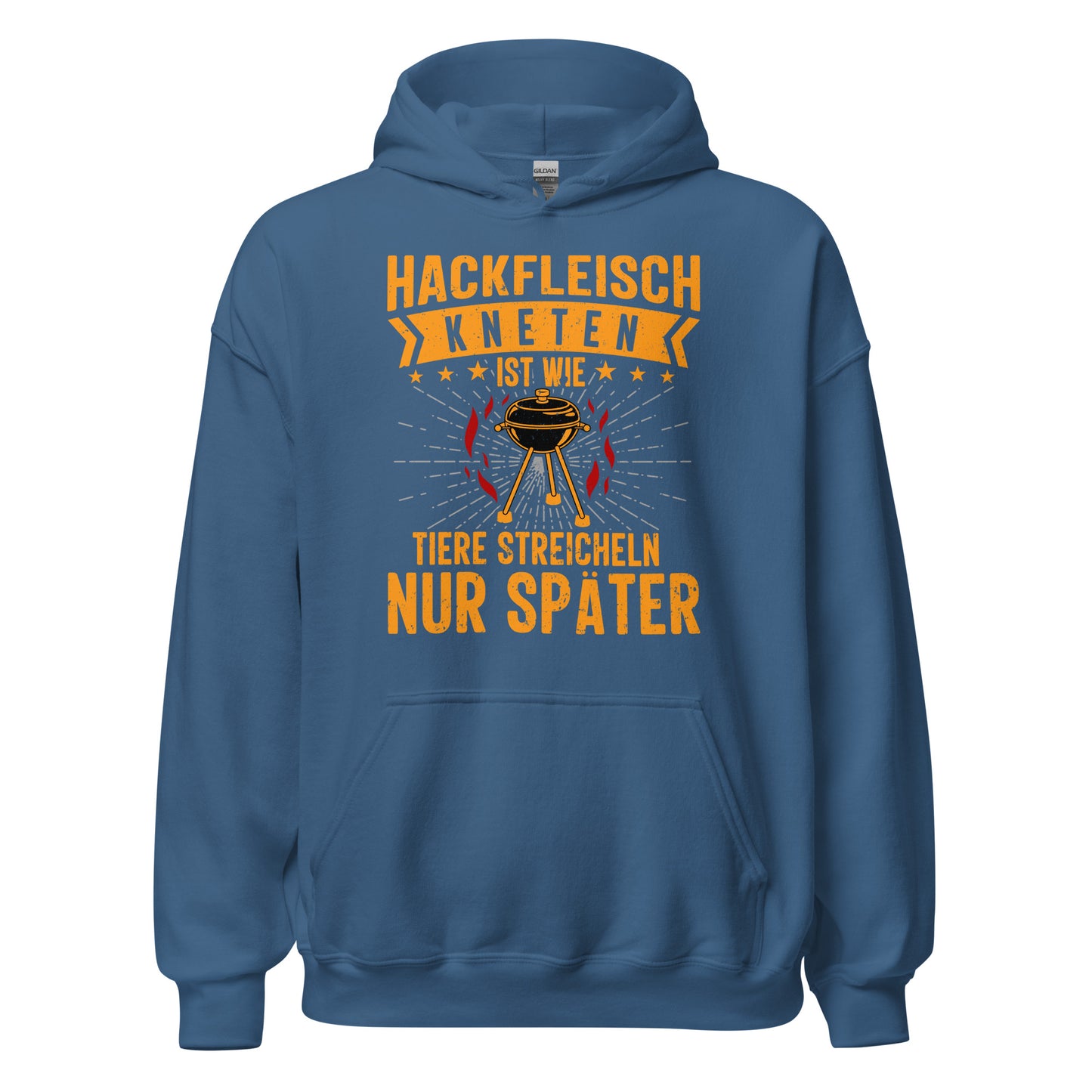 Witziger Hackfleisch-Kapuzenpullover | Spruch: "Hackfleisch kneten, wie Tiere streicheln"