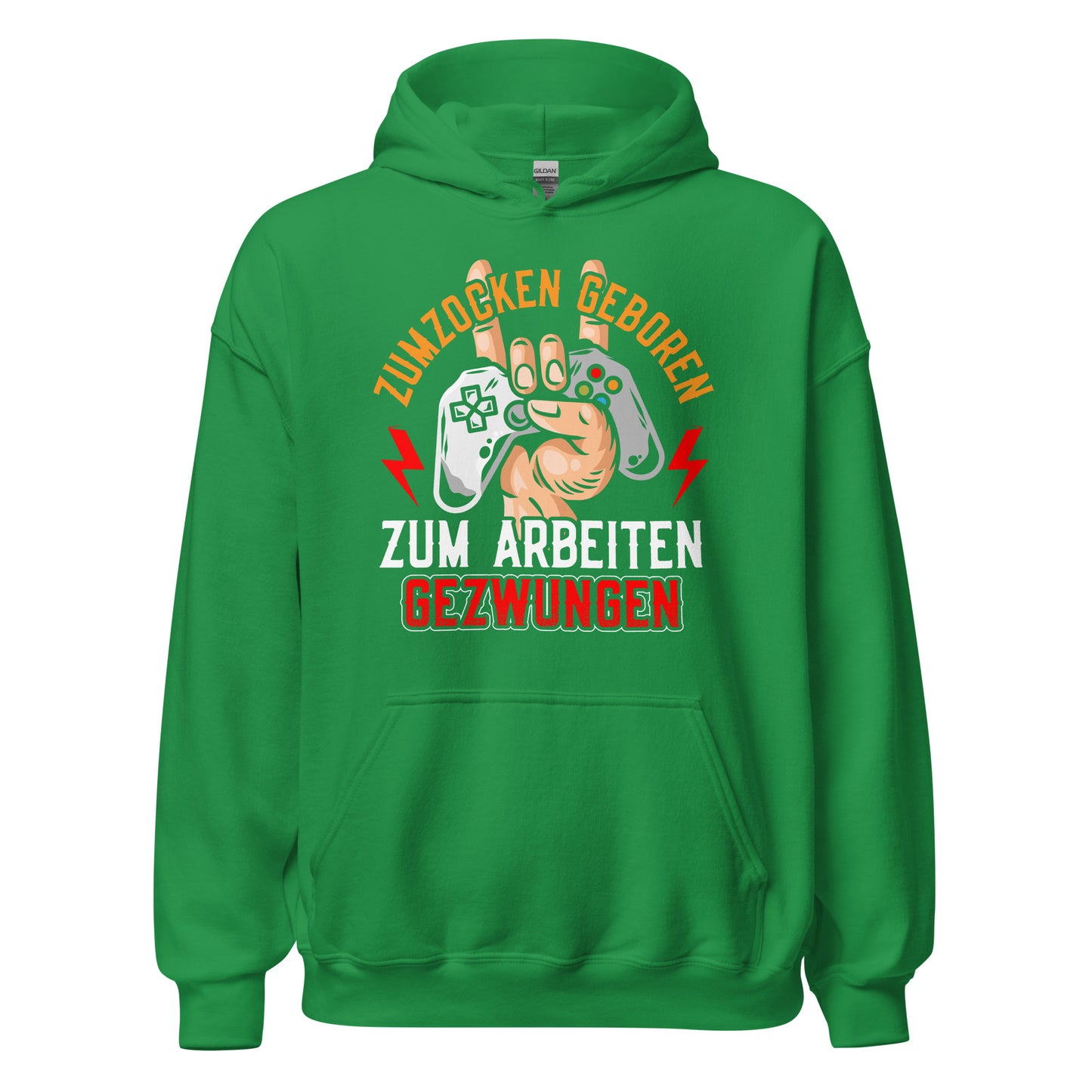 Hochwertiger Kapuzenpullover für Gaming-Fans | Spruch: "Geboren zum Zocken, gezwungen zum Arbeiten"