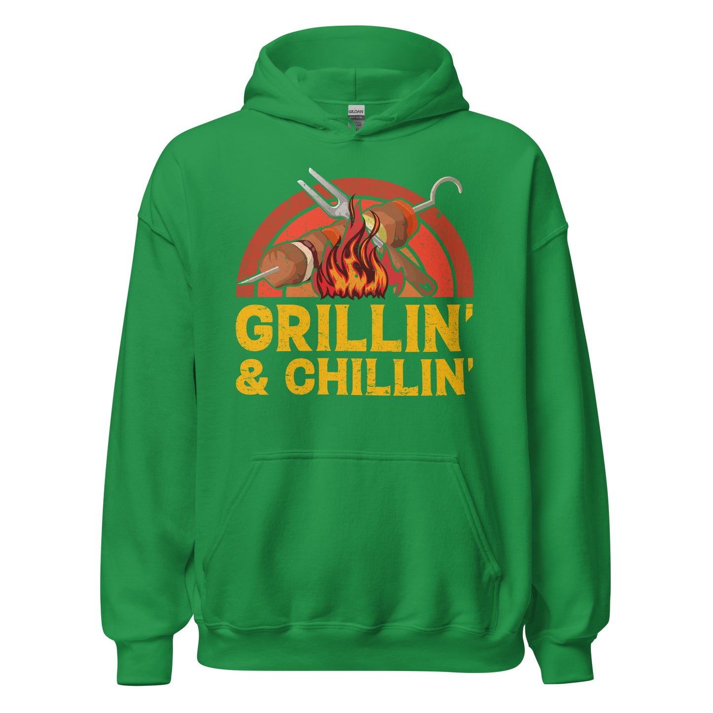 Entspannter Grill-Kapuzenpullover | Spruch: "Grillin und Chillin. Entspannt grillen."
