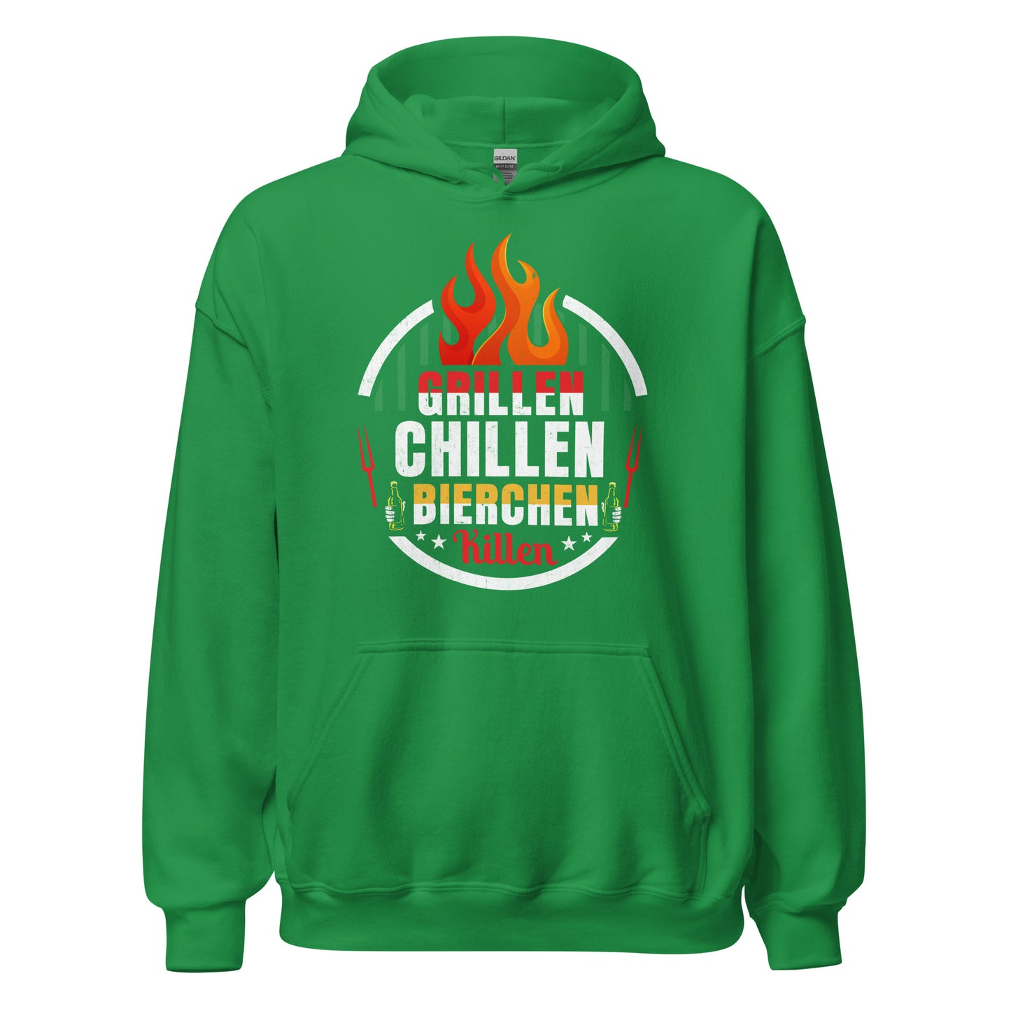 Cooler Grill-Kapuzenpullover | Spruch: "GRILLEN! CHILLEN! Bierchen Killen!"