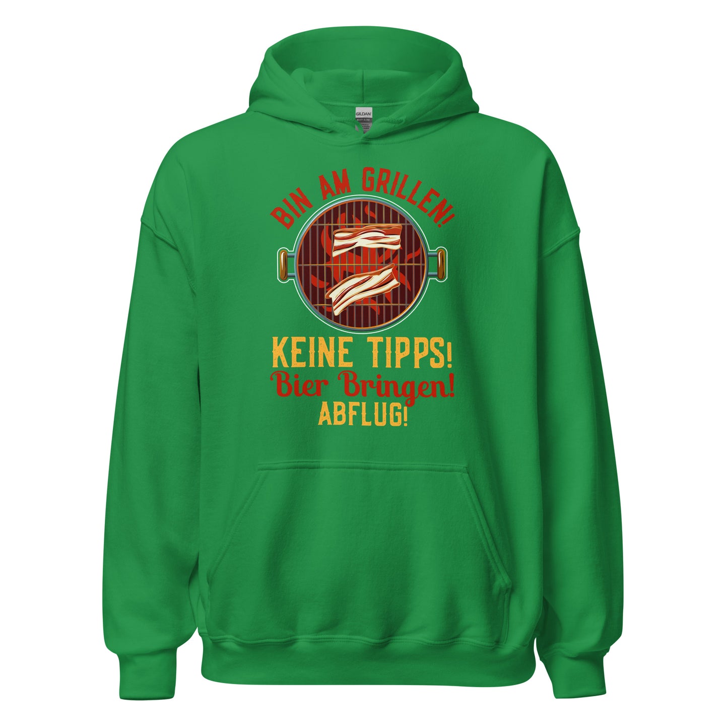 Cooler Grill-Kapuzenpullover | Spruch: "Bin am GRILLEN, keine Tipps, Bier her, Abflug!"
