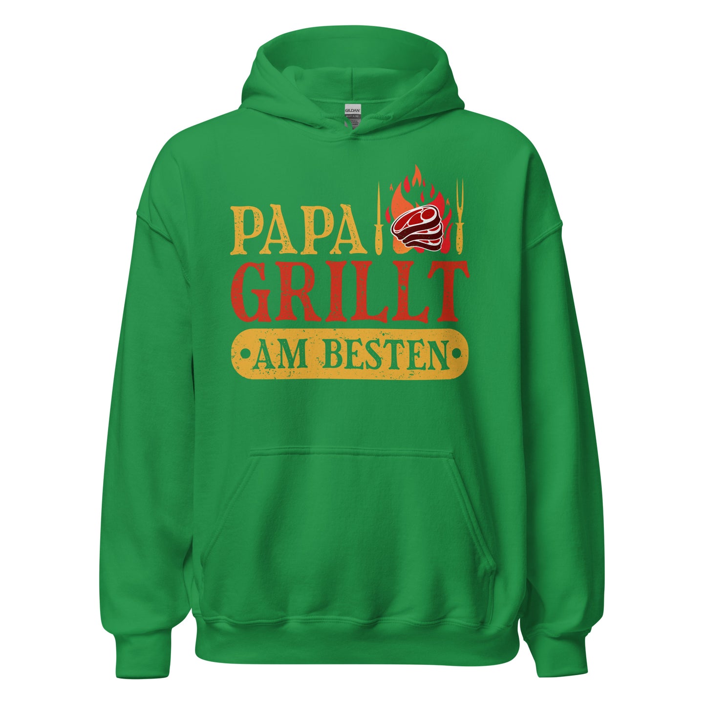 Trendiger Papa Grill-Kapuzenpullover | Spruch: "Papa GRILLT am besten!"