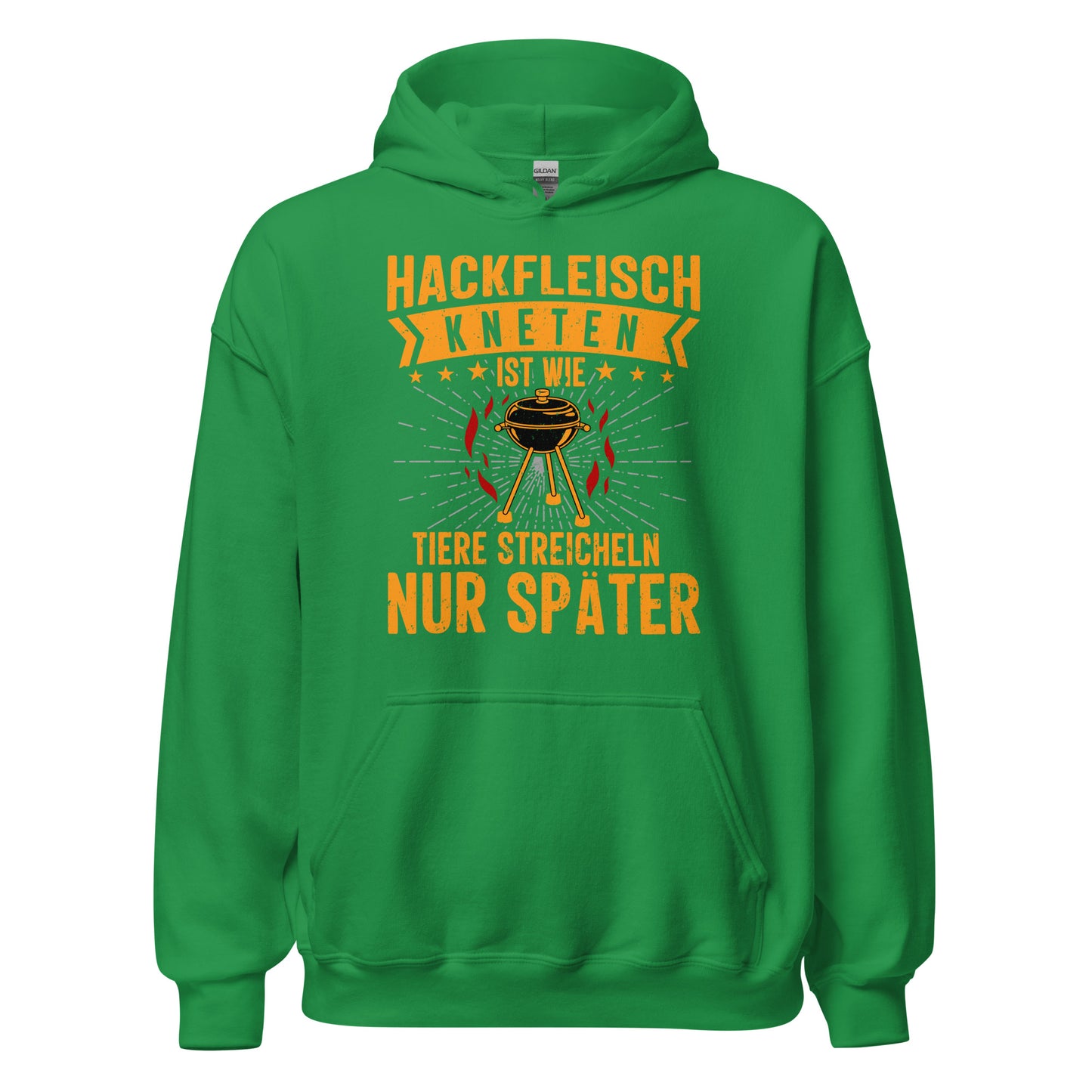 Witziger Hackfleisch-Kapuzenpullover | Spruch: "Hackfleisch kneten, wie Tiere streicheln"