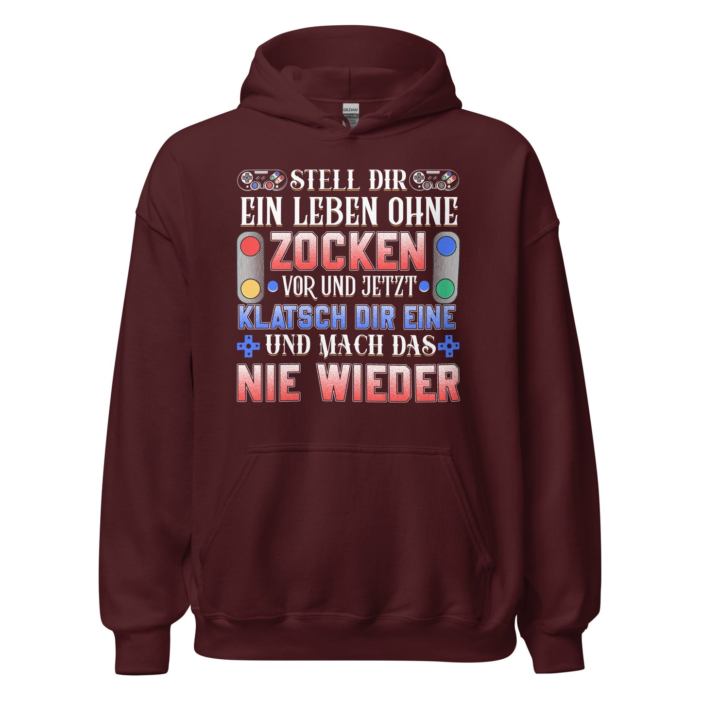 Hochwertiger Kapuzenpullover für Gaming-Enthusiasten | Spruch: "Nie wieder ohne Zocken!"