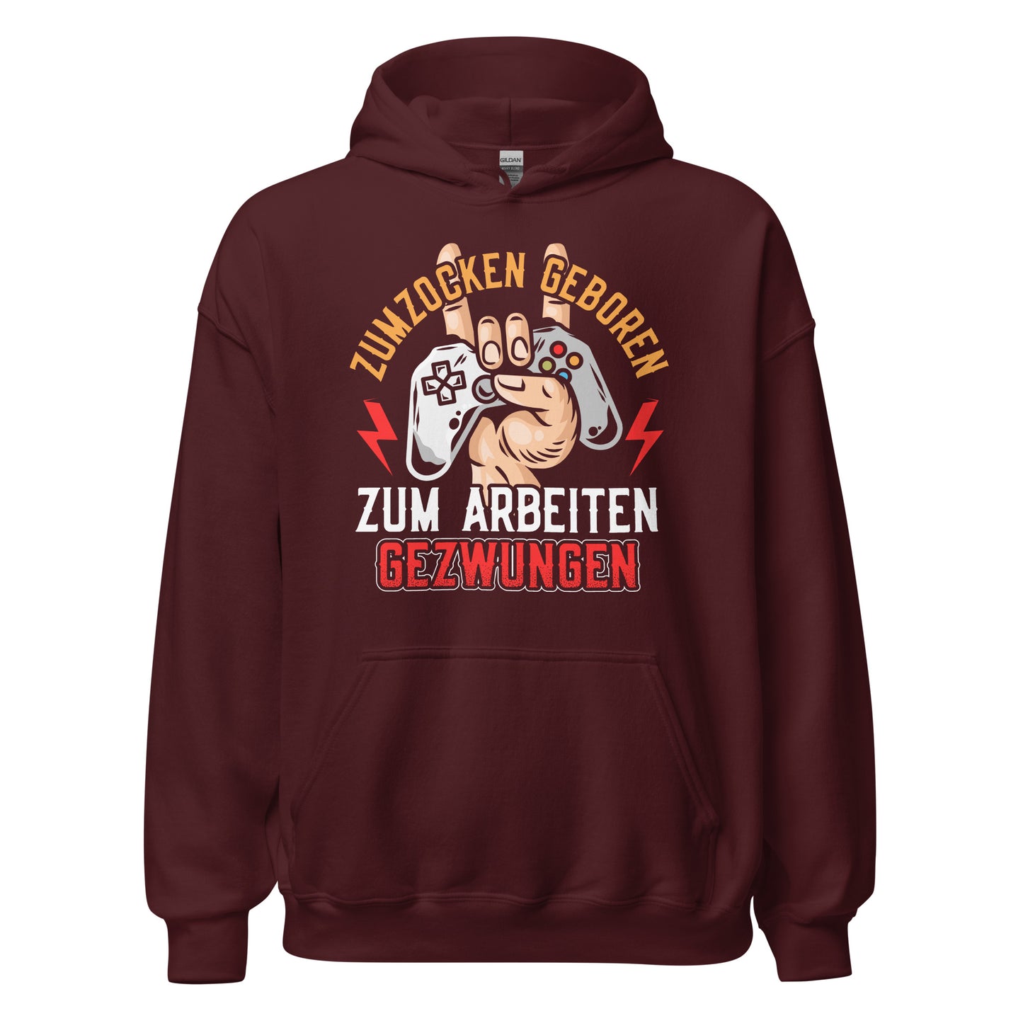 Hochwertiger Kapuzenpullover für Gaming-Fans | Spruch: "Geboren zum Zocken, gezwungen zum Arbeiten"