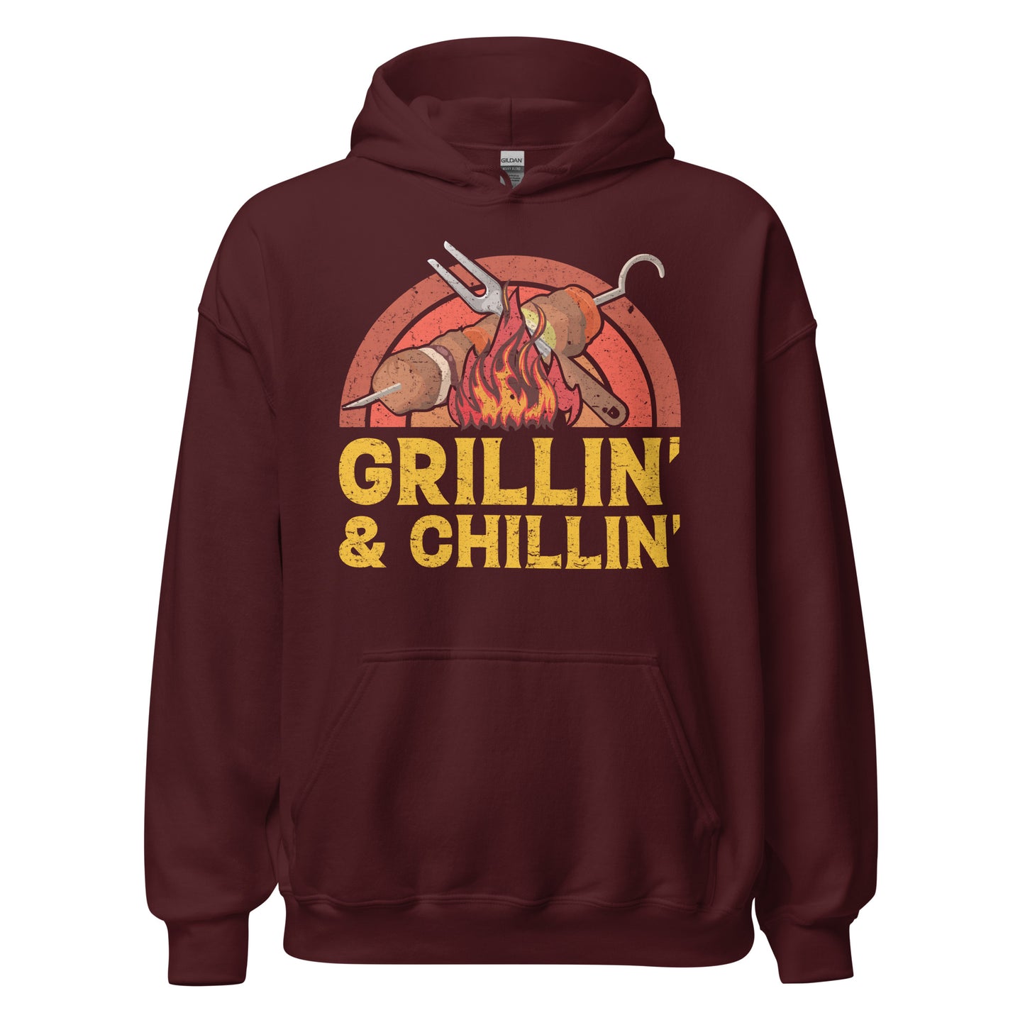 Entspannter Grill-Kapuzenpullover | Spruch: "Grillin und Chillin. Entspannt grillen."
