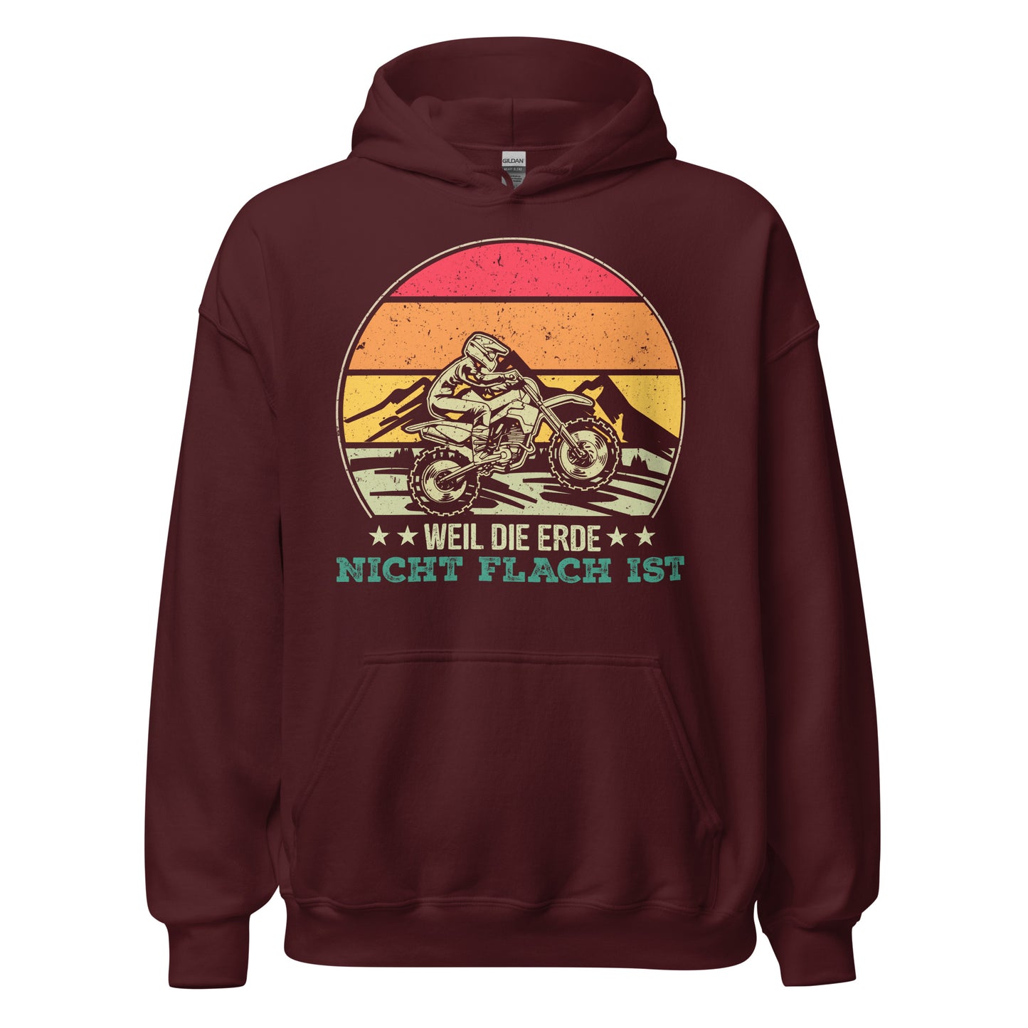 Cooles Motocross-Kapuzenpullover | Spruch: "Die Erde ist nicht flach!"