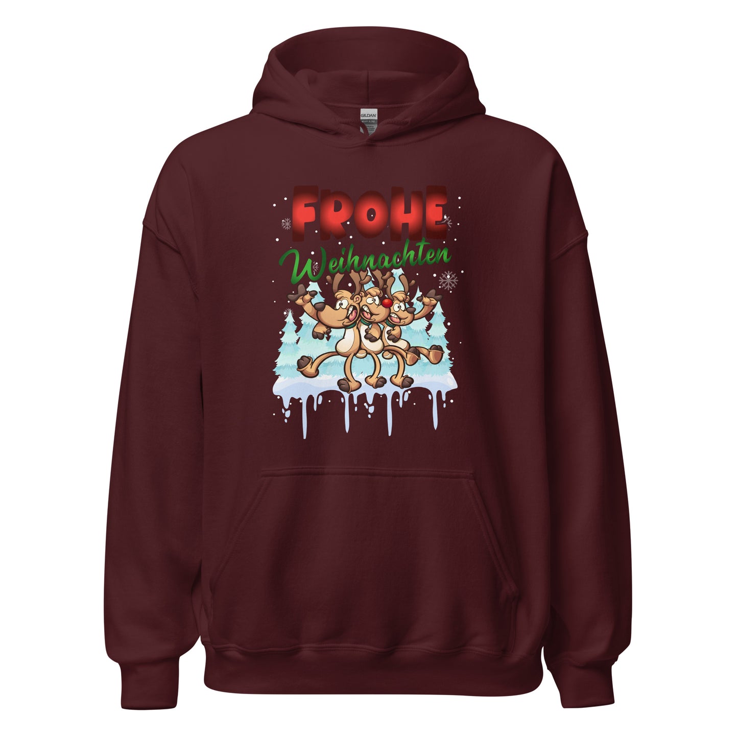 Frohe Weihnachten Hoodie - Tanzende Elche, Rentiere Kapuzenpullover