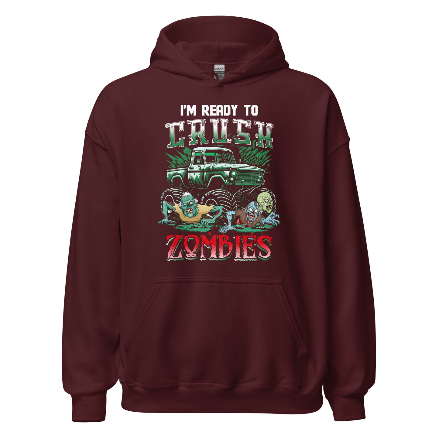 Halloween Hoodie: I am ready to CRUSH Zombies - Gruseliger Kapuzenpullover mit Power