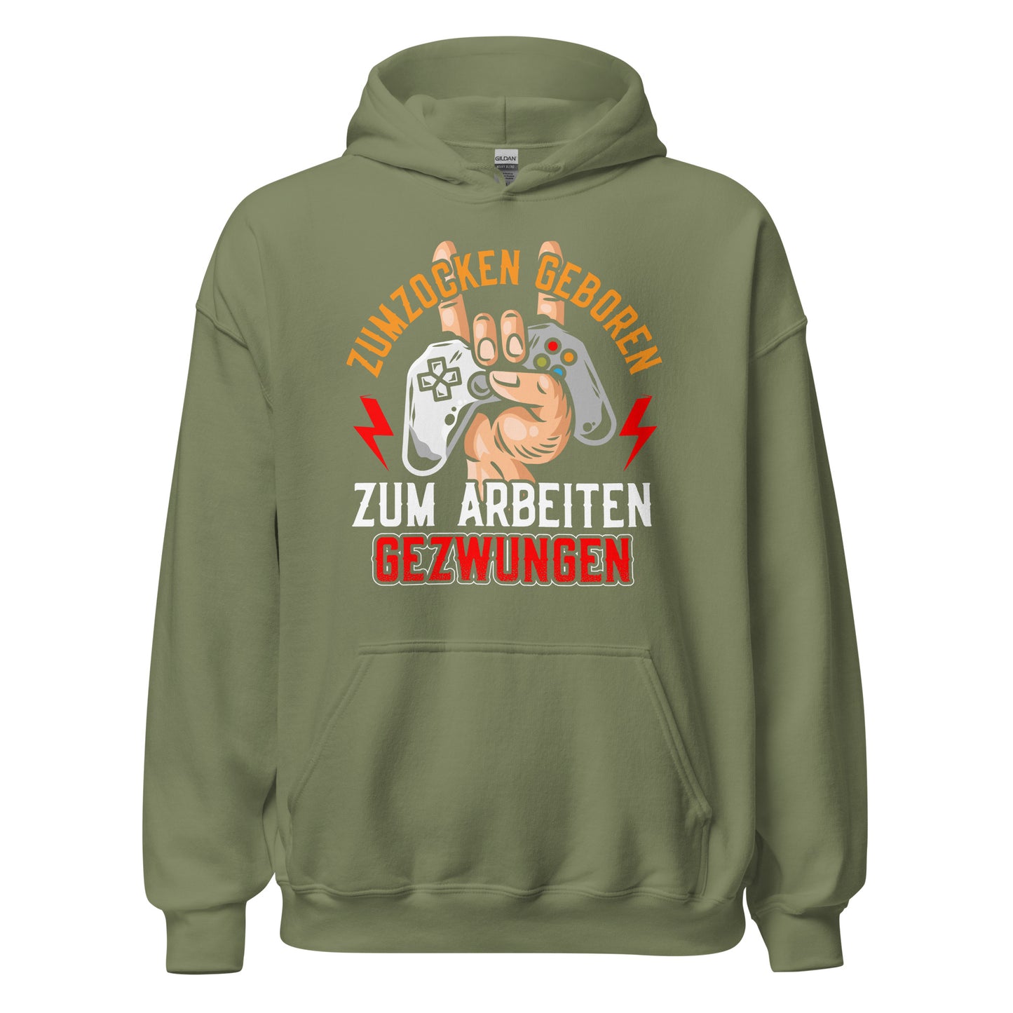 Hochwertiger Kapuzenpullover für Gaming-Fans | Spruch: "Geboren zum Zocken, gezwungen zum Arbeiten"