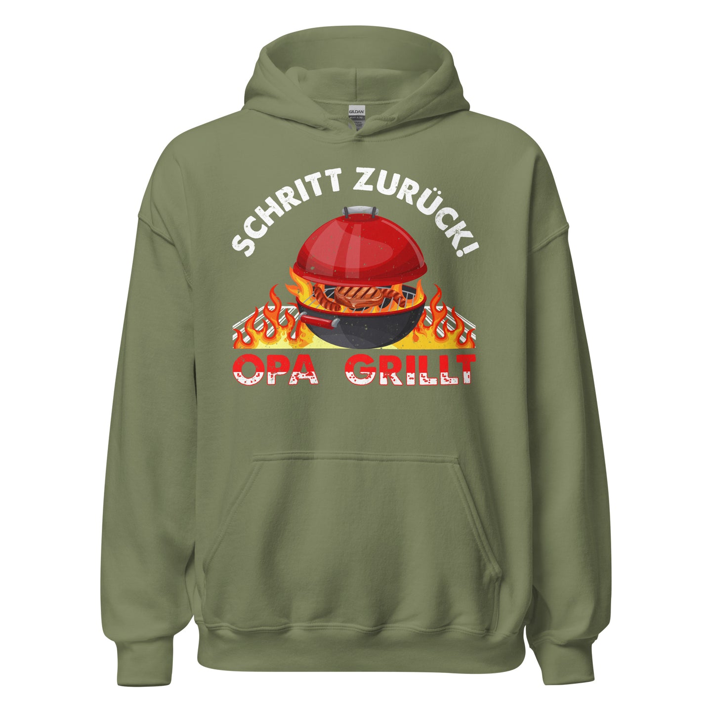 Cooler Opa Grill-Kapuzenpullover | Spruch: "Schritt zurück! OPA grillt"