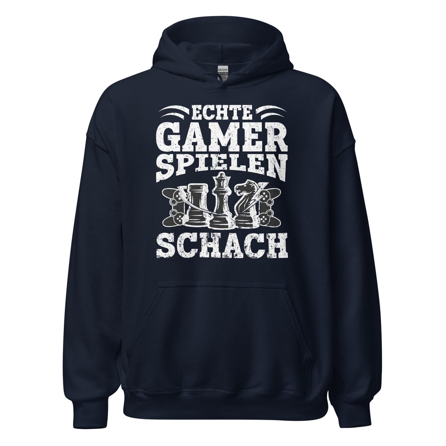 Hochwertiger Kapuzenpullover für echte Gamer: "Echte Gamer spielen Schach"