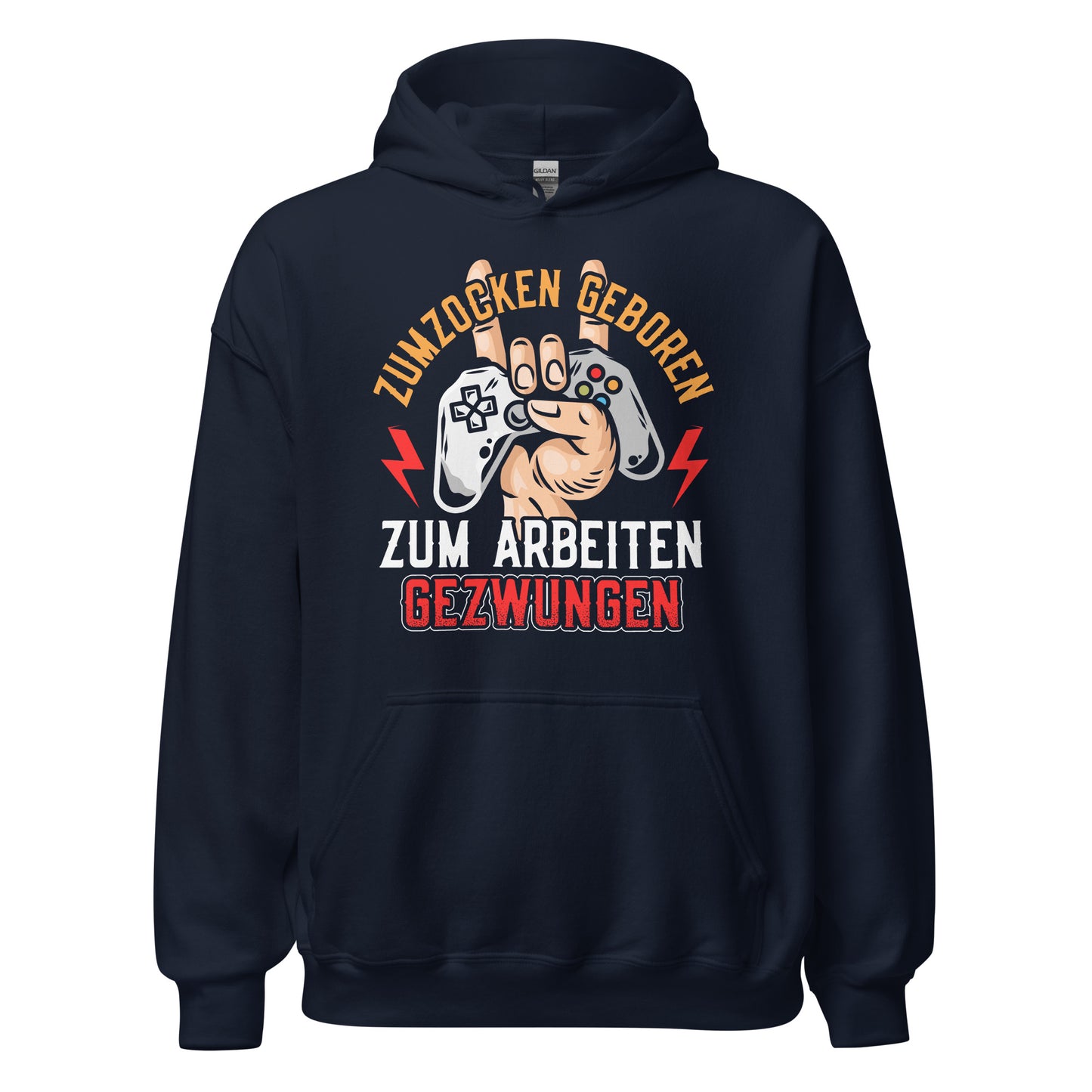 Hochwertiger Kapuzenpullover für Gaming-Fans | Spruch: "Geboren zum Zocken, gezwungen zum Arbeiten"