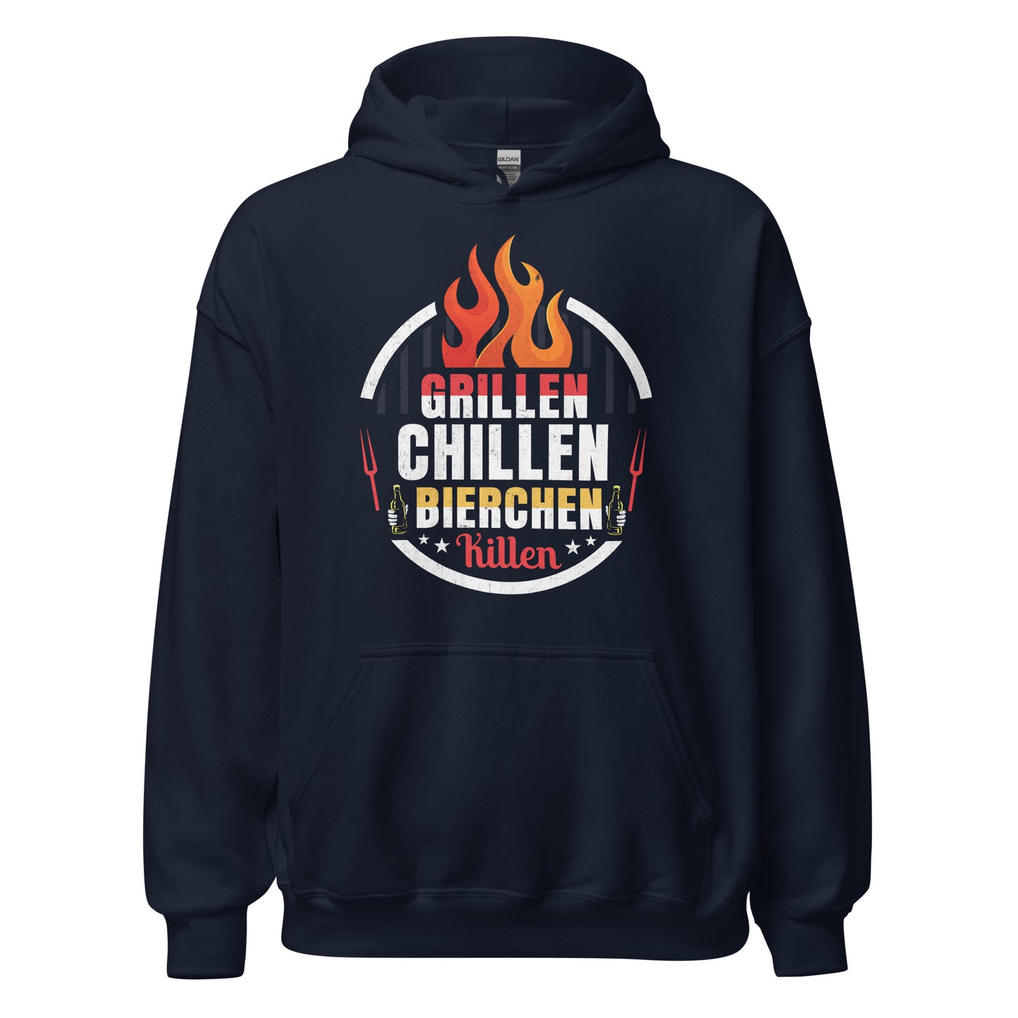 Cooler Grill-Kapuzenpullover | Spruch: "GRILLEN! CHILLEN! Bierchen Killen!"