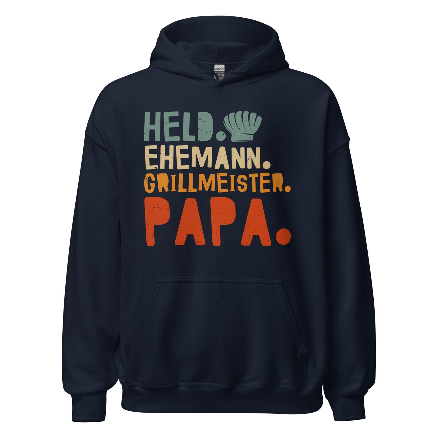 Vielseitiger Held-Kapuzenpullover | Spruch: "Held! Ehemann! Grillmeister! Papa!"