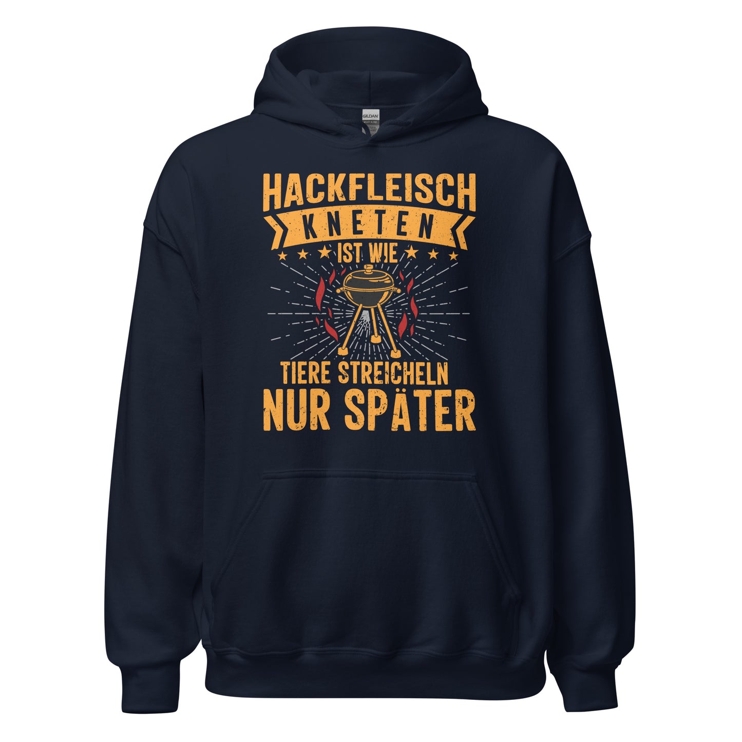 Witziger Hackfleisch-Kapuzenpullover | Spruch: "Hackfleisch kneten, wie Tiere streicheln"