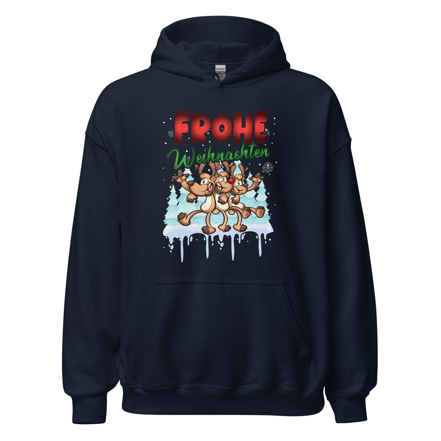 Frohe Weihnachten Hoodie - Tanzende Elche, Rentiere Kapuzenpullover