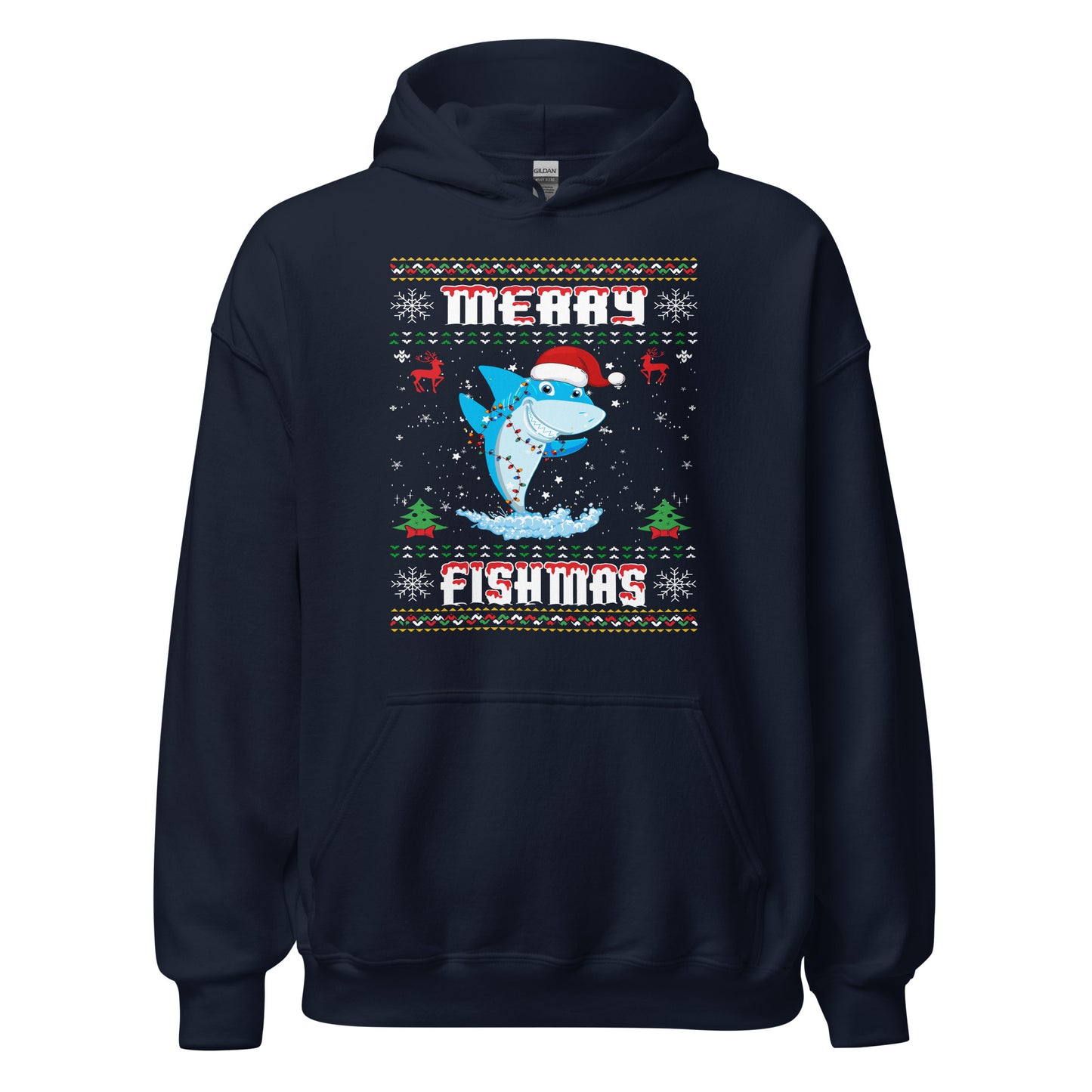 Merry Christmas Fishmas Hoodie - Lustiges Hai-Design für festliche Stimmung