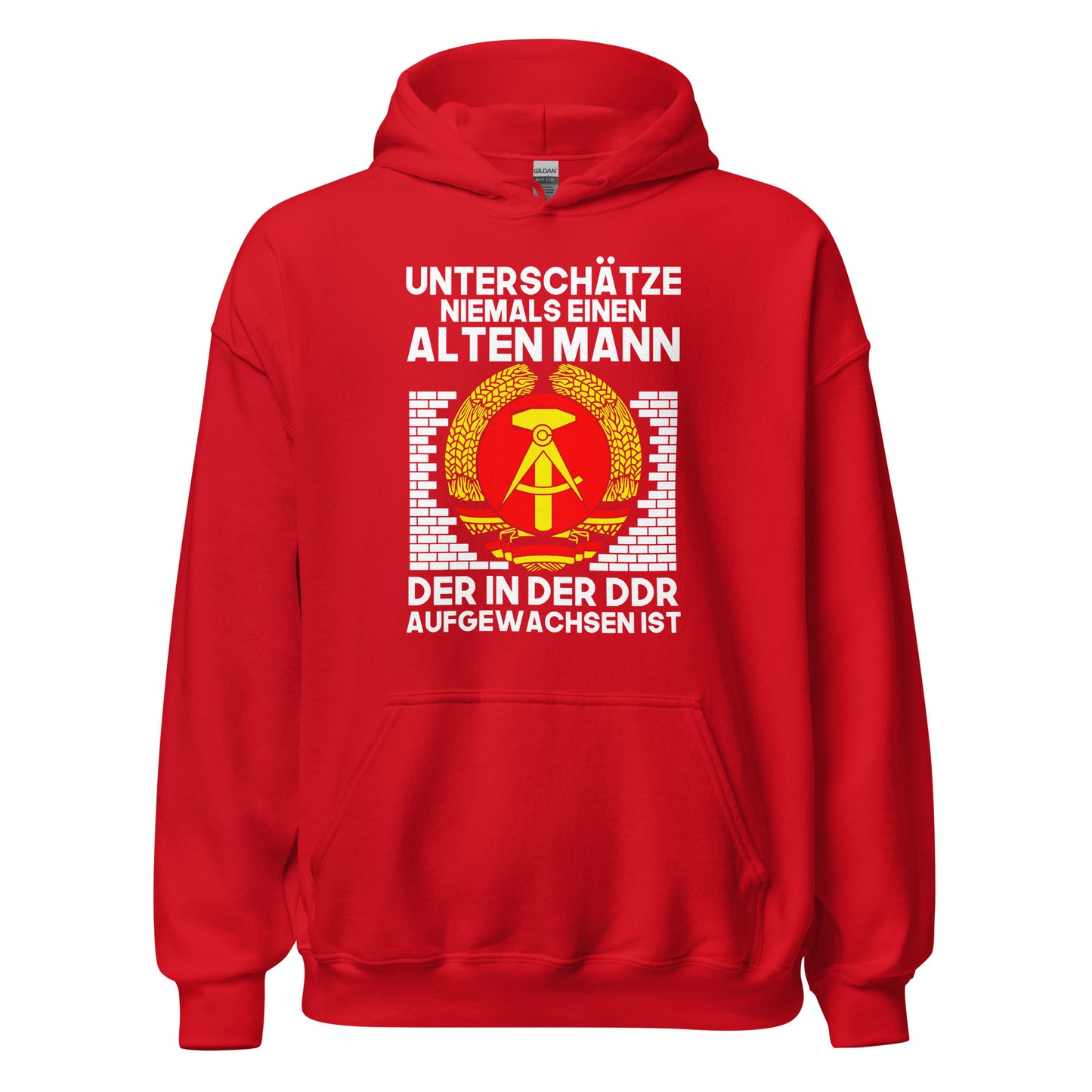 Unterschätze niemanden! DDR-Aufwuchs Hoodie | Zeitgeschichtlicher Kapuzenpullover
