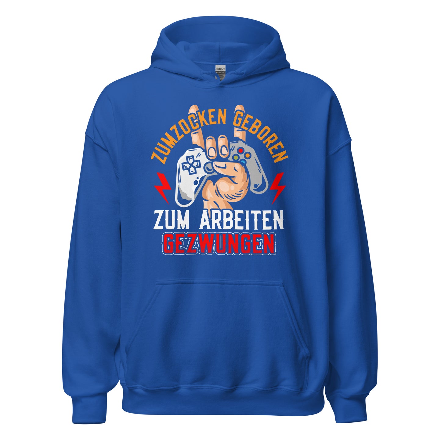 Hochwertiger Kapuzenpullover für Gaming-Fans | Spruch: "Geboren zum Zocken, gezwungen zum Arbeiten"