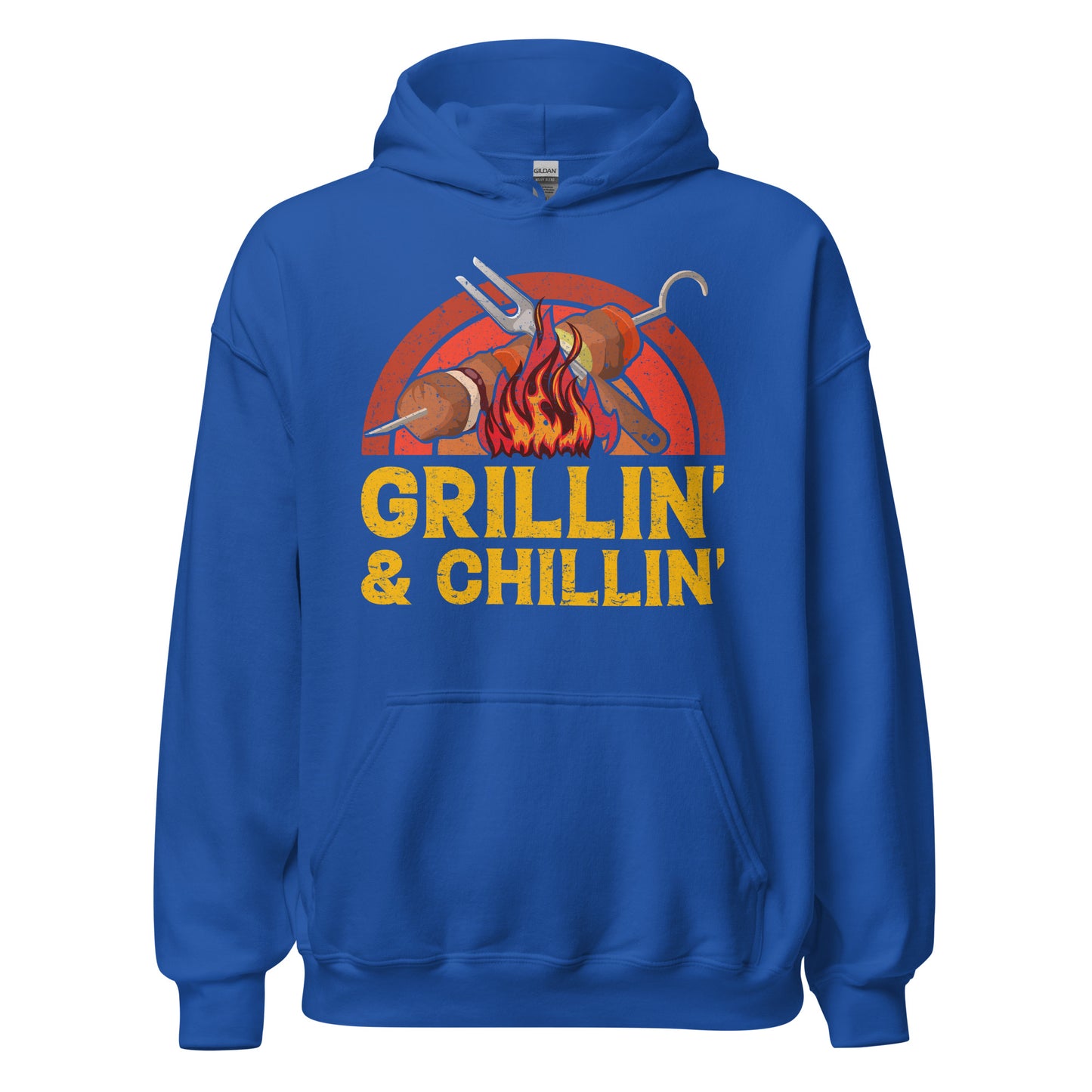 Entspannter Grill-Kapuzenpullover | Spruch: "Grillin und Chillin. Entspannt grillen."