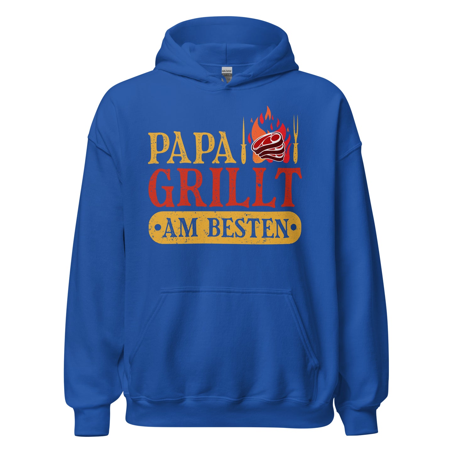 Trendiger Papa Grill-Kapuzenpullover | Spruch: "Papa GRILLT am besten!"